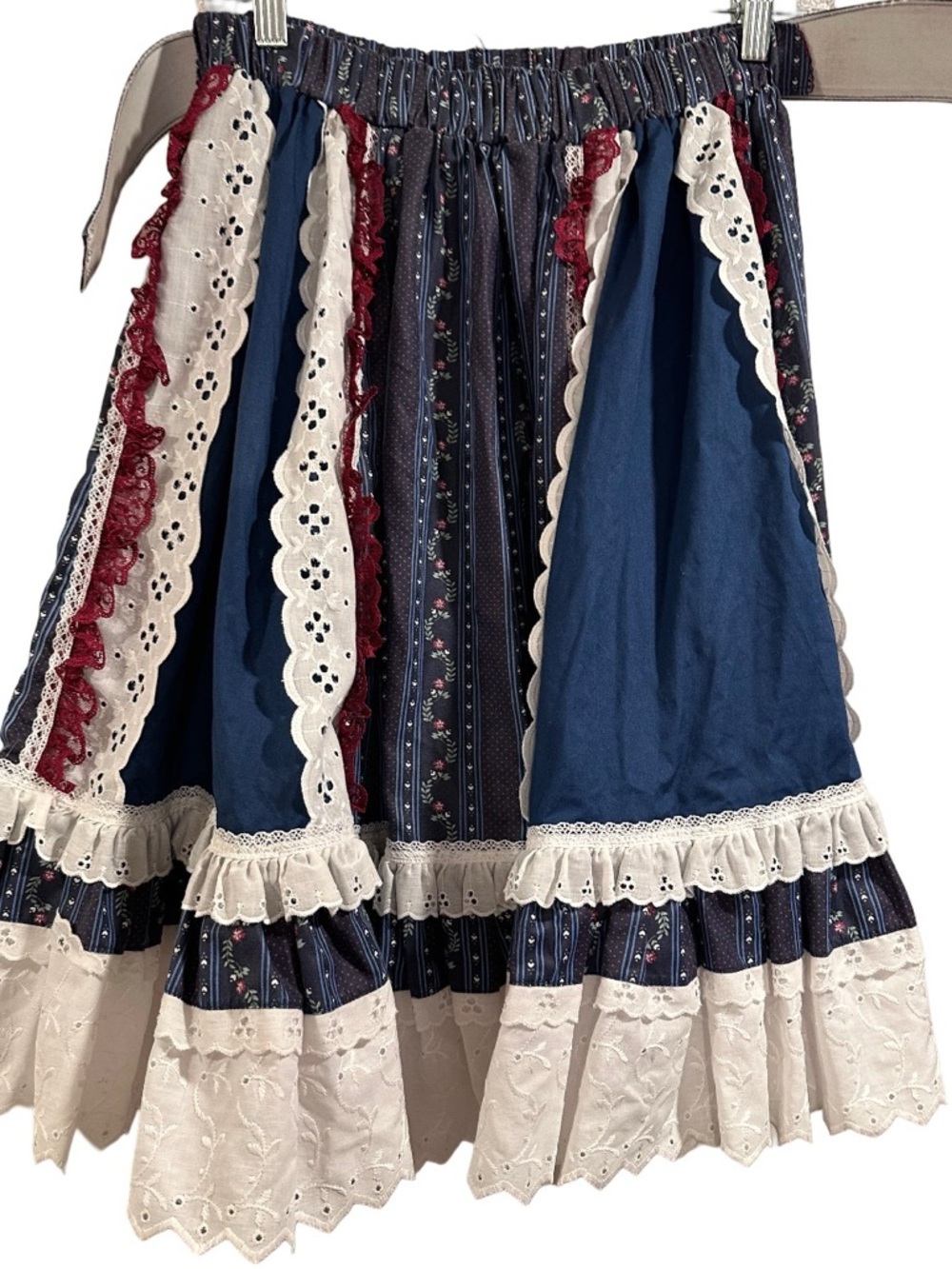 Vintage 70s-80s Fun & Fancy Originals Square Dance Lace Tiered Prairie Skirt MED - Picture 3 of 14